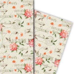 Kartenkaufrausch: Botanisches Shabby Chic Geschenkpapier aus unserer florale Papeterie in beige
