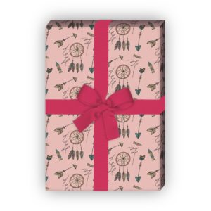 Kartenkaufrausch: Traumfänger Geschenkpapier im Boho aus unserer Designer Papeterie in rosa