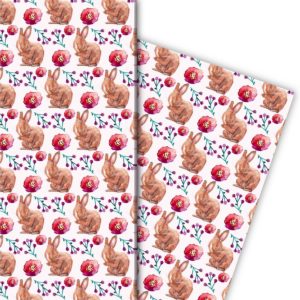 Kartenkaufrausch: Handgemaltes Hasen Geschenkpapier mit aus unserer Oster Papeterie in multicolor