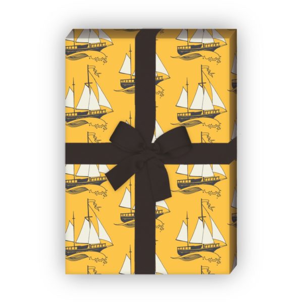 Kartenkaufrausch: Nautisches Geschenkpapier für liebevolle aus unserer Meer Papeterie in gelb