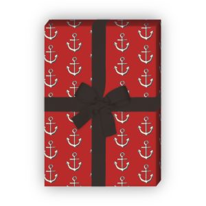 Kartenkaufrausch: Nautisches Geschenkpapier für liebevolle aus unserer Meer Papeterie in rot