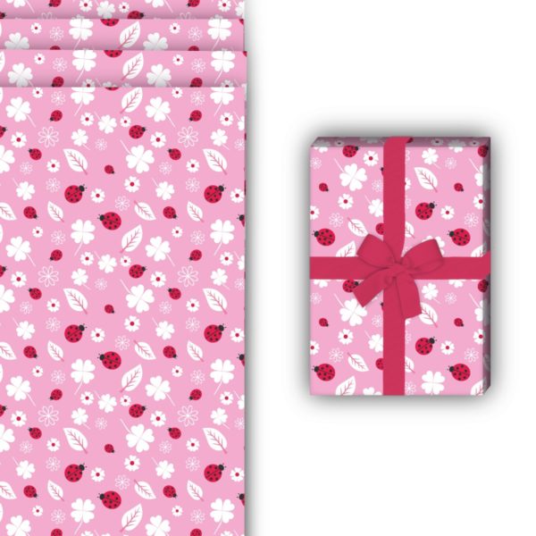 Glücks Geschenkverpackung: Glücks bringendes Geschenkpapier mit von Kartenkaufrausch in rosa
