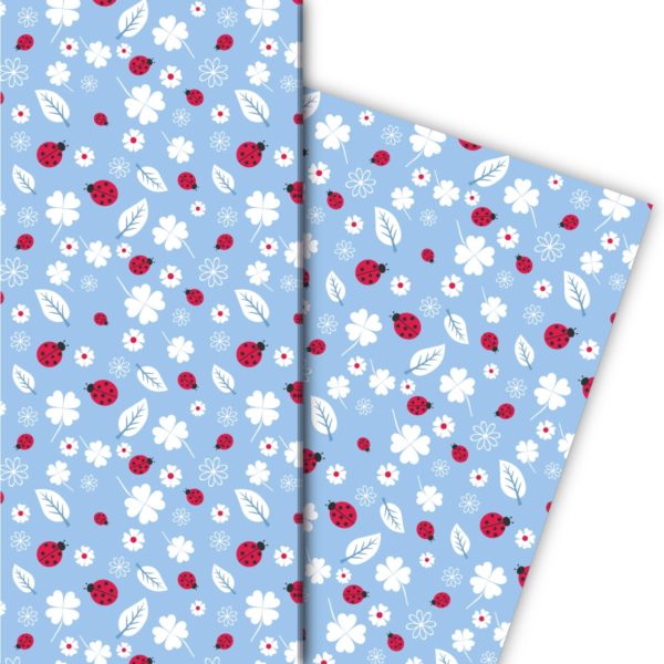 Kartenkaufrausch: Glücks bringendes Geschenkpapier mit aus unserer Glücks Papeterie in hellblau