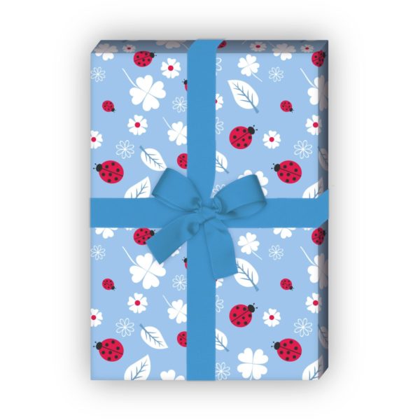 Kartenkaufrausch: Glücks bringendes Geschenkpapier mit aus unserer Glücks Papeterie in hellblau