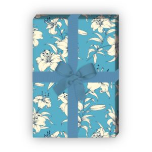 Kartenkaufrausch: Exotisches Sommer Geschenkpapier mit aus unserer florale Papeterie in hellblau
