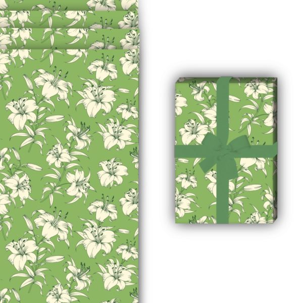 florale Geschenkverpackung: Exotisches Sommer Geschenkpapier mit von Kartenkaufrausch in grün