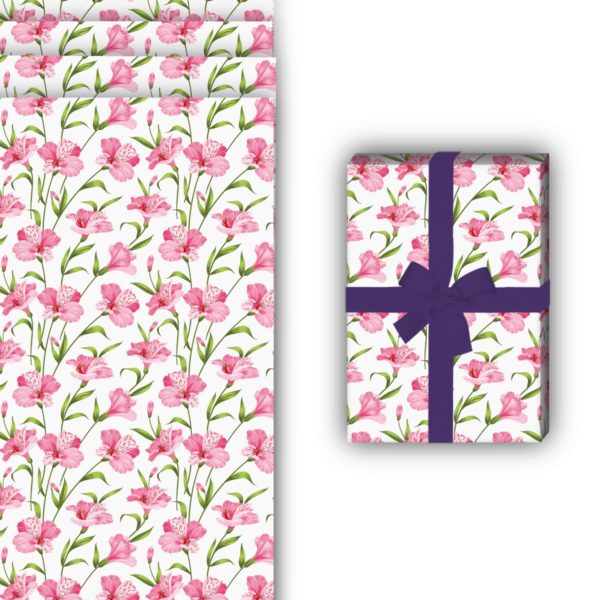 florale Geschenkverpackung: Edles Sommer Geschenkpapier mit von Kartenkaufrausch in weiß