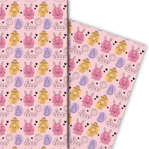 Kartenkaufrausch: Niedliches Spielzeug Geschenkpapier für aus unserer Baby Papeterie in rosa