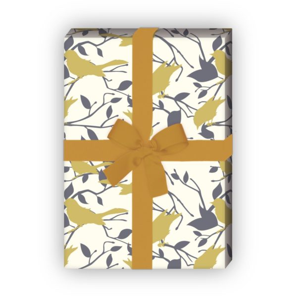 Kartenkaufrausch: Edles Geschenkpapier mit Vogel aus unserer Hochzeits Papeterie in beige