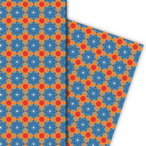 Kartenkaufrausch: Retro Sternen Geschenkpapier im aus unserer Designer Papeterie in orange