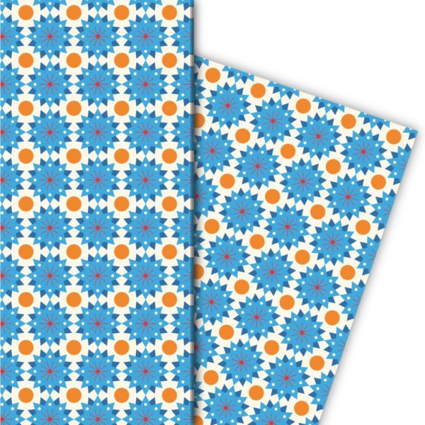Kartenkaufrausch: Retro Sternen Geschenkpapier im aus unserer Designer Papeterie in blau
