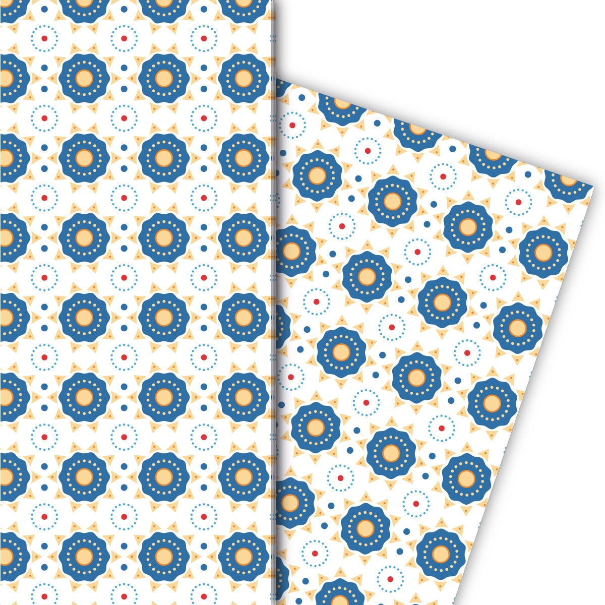Kartenkaufrausch: 70er Jahre Sternen Geschenkpapier aus unserer Designer Papeterie in blau