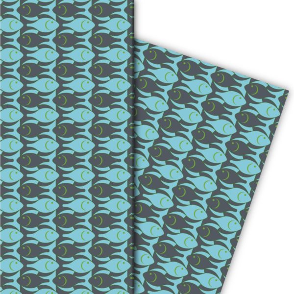 Kartenkaufrausch: Angler Geschenkpapier mit Fisch aus unserer Tier Papeterie in hellblau