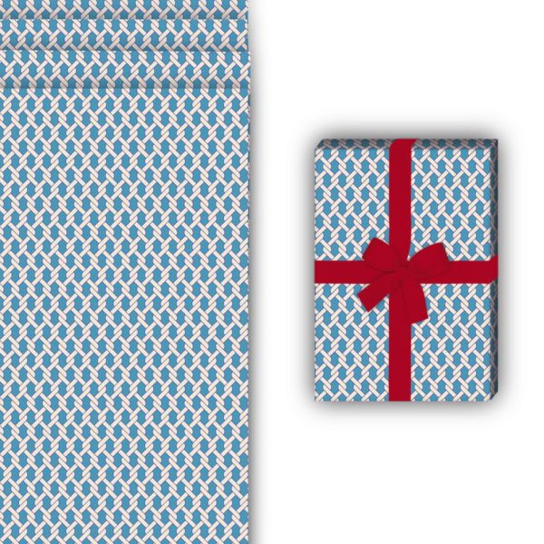 Designer Geschenkverpackung: Elegantes Geschenkpapier mit Knoten von Kartenkaufrausch in blau