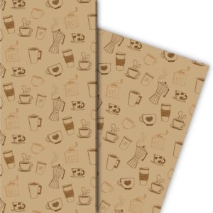 Kartenkaufrausch: Kaffee Pausen Geschenkpapier mit aus unserer Designer Papeterie in beige