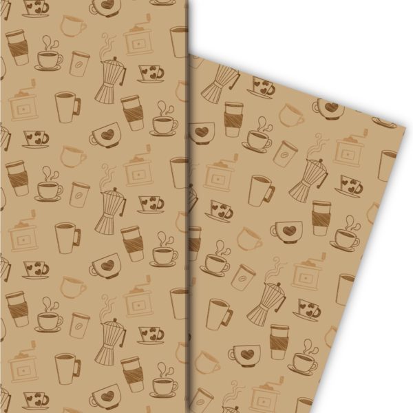 Kartenkaufrausch: Kaffee Pausen Geschenkpapier mit aus unserer Designer Papeterie in beige