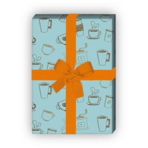 Kartenkaufrausch: Kaffee Pausen Geschenkpapier mit aus unserer Designer Papeterie in hellblau