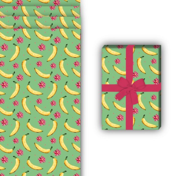 Designer Geschenkverpackung: Lustiges Sommer Geschenkpapier mit von Kartenkaufrausch in grün