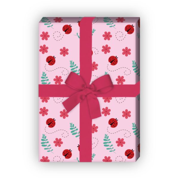 Kartenkaufrausch: Marienkäfer Geschenkpapier mit Glücks-Käfern aus unserer Glücks Papeterie in rosa