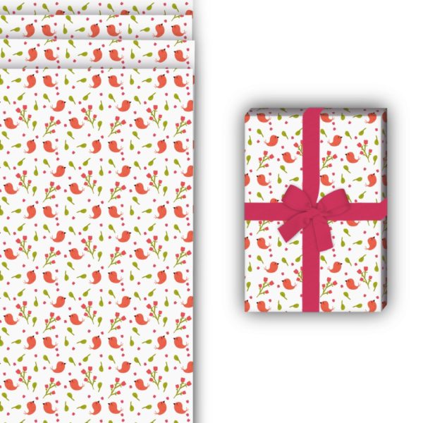 florale Geschenkverpackung: Frühlings Geschenkpapier mit kleinen von Kartenkaufrausch in weiß