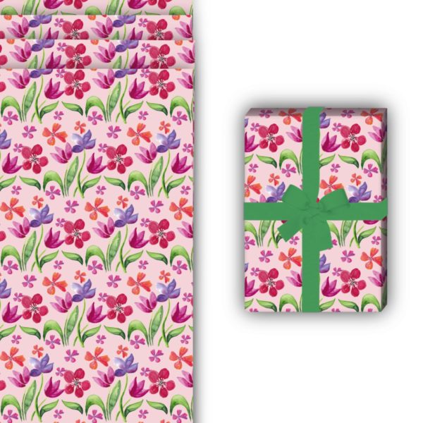 florale Geschenkverpackung: Sommer Aquarell Geschenkpapier mit von Kartenkaufrausch in rosa
