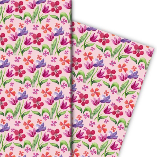 Kartenkaufrausch: Sommer Aquarell Geschenkpapier mit aus unserer florale Papeterie in rosa