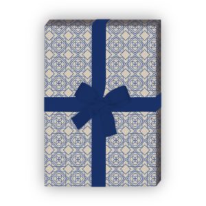 Kartenkaufrausch: Geometrisches Vintage Geschenkpapier im aus unserer Designer Papeterie in blau