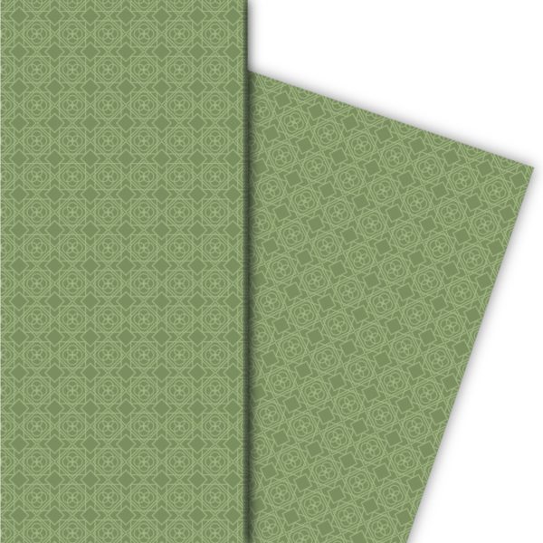 Kartenkaufrausch: Geometrisches Vintage Geschenkpapier im aus unserer Designer Papeterie in grün
