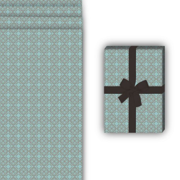 Designer Geschenkverpackung: Geometrisches Vintage Geschenkpapier im von Kartenkaufrausch in türkis