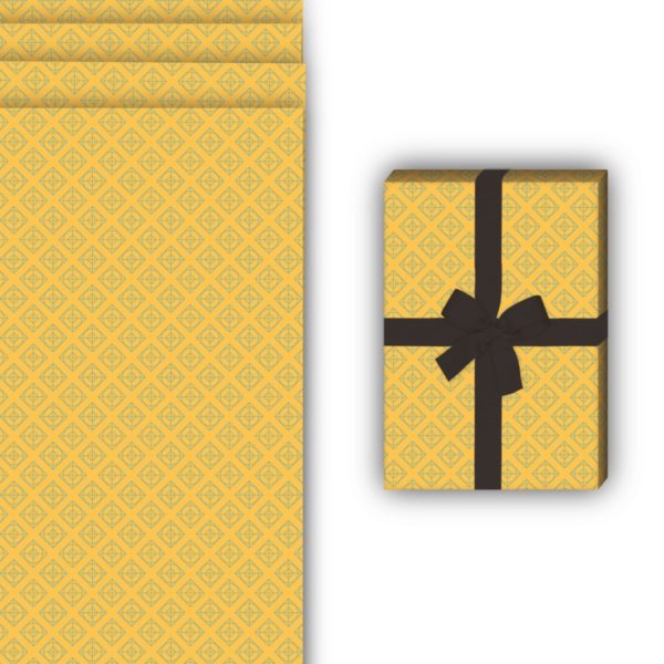 Designer Geschenkverpackung: Retro Kachel Geschenkpapier im von Kartenkaufrausch in gelb