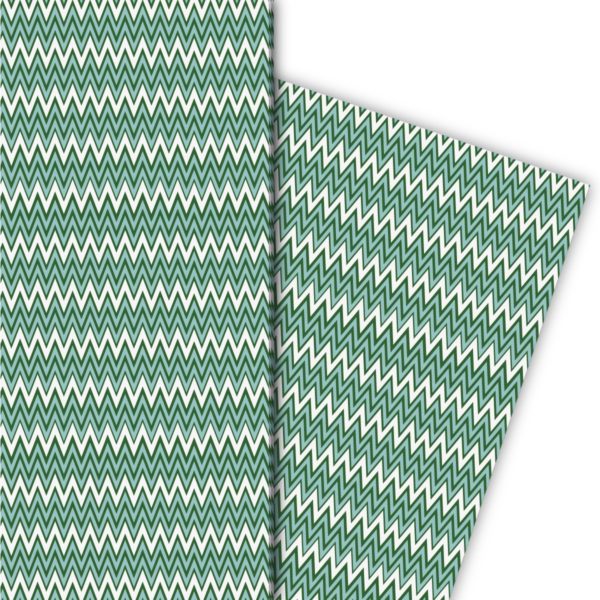 Kartenkaufrausch: Ethno Geschenkpapier mit Zickzack aus unserer Designer Papeterie in grün