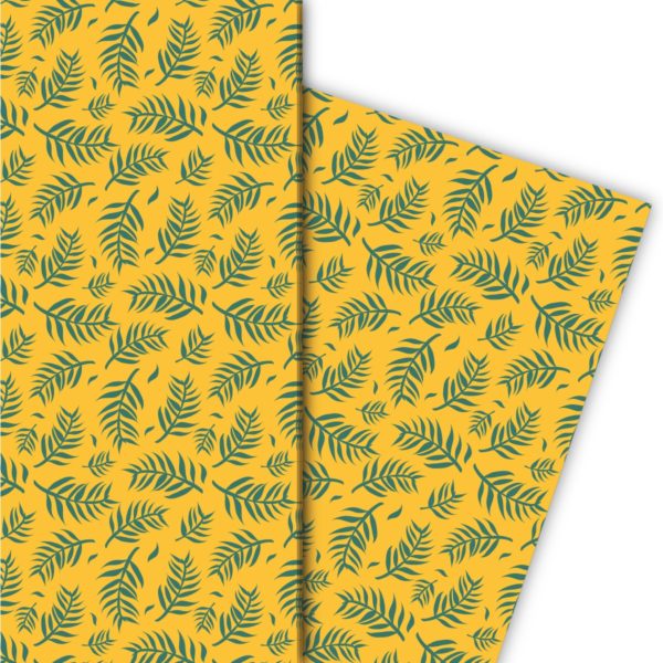 Kartenkaufrausch: Schönes Geschenkpapier mit Palmen aus unserer Natur Papeterie in gelb