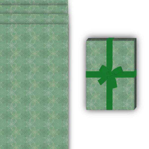 florale Geschenkverpackung: Schönes Geschenkpapier mit gepunkteten von Kartenkaufrausch in grün