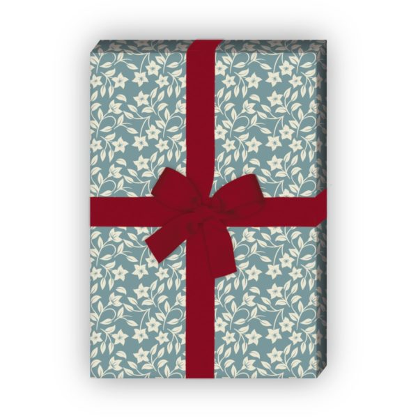 Kartenkaufrausch: Zartes Geschenkpapier mit Retro aus unserer florale Papeterie in blau