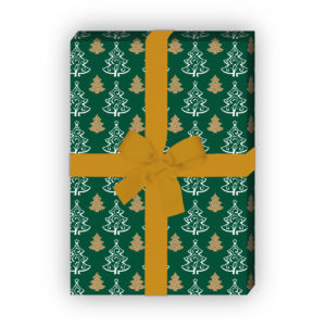 Weihnachtsgeschenke verpacken mit: Grafisch, edles Weihnachtspapier mit Ornament Weihnachtsbäumen, grün, jetzt online kaufen