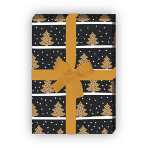 Weihnachtsgeschenke verpacken mit: Schönes Streifen Weihnachtspapier mit Weihnachtsbäumen im Schnee, grau schwarz, jetzt online kaufen