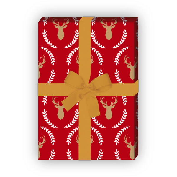 Kartenkaufrausch: Elegantes Hirsch Geschenkpapier mit aus unserer Tier Papeterie in rot