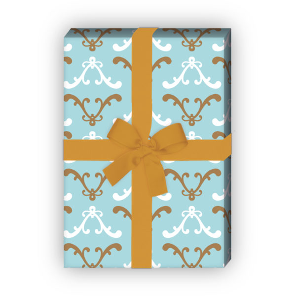 Kartenkaufrausch: Edles ornamentales Geschenkpapier für aus unserer Hochzeits Papeterie in hellblau