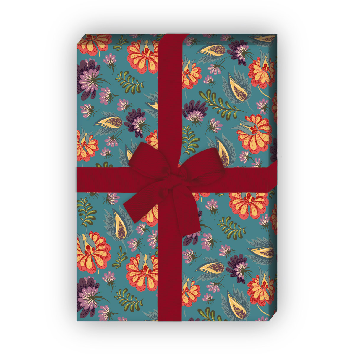 Kartenkaufrausch: Üppiges florales Geschenkpapier mit aus unserer florale Papeterie in blau