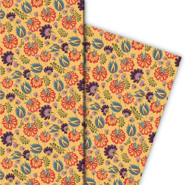 Kartenkaufrausch: Üppiges florales Geschenkpapier mit aus unserer florale Papeterie in gelb