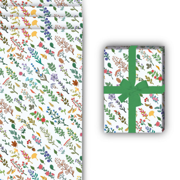 florale Geschenkverpackung: Leichtes florales Geschenkpapier mit von Kartenkaufrausch in weiß