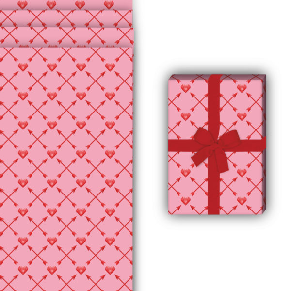 Liebes Geschenkverpackung: Romantisches Herz Geschenkpapier mit von Kartenkaufrausch in rosa