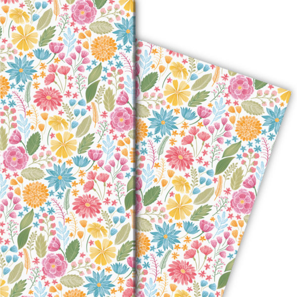 Kartenkaufrausch: Schönes Blumen Geschenkpapier mit aus unserer florale Papeterie in weiß