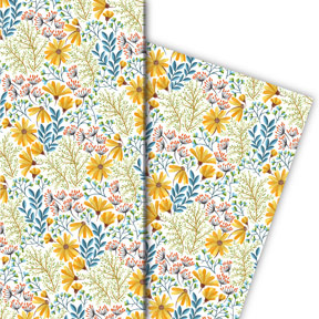 Kartenkaufrausch: Schönes Blumen Geschenkpapier mit aus unserer florale Papeterie in blau