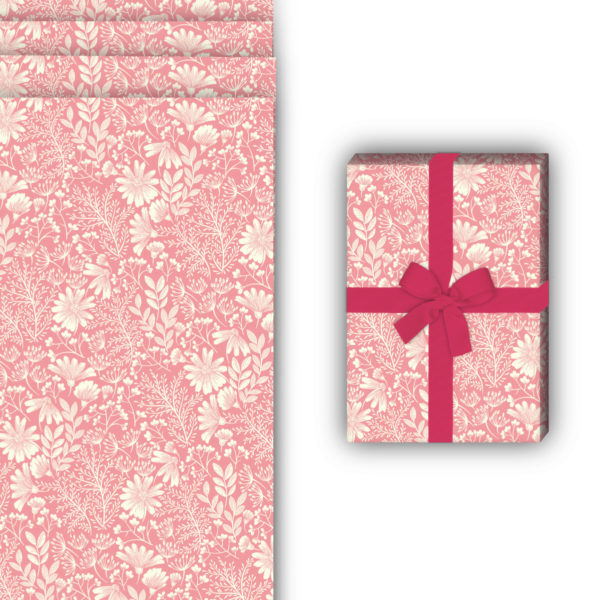 florale Geschenkverpackung: Zartes Blumen Geschenkpapier mit von Kartenkaufrausch in rosa