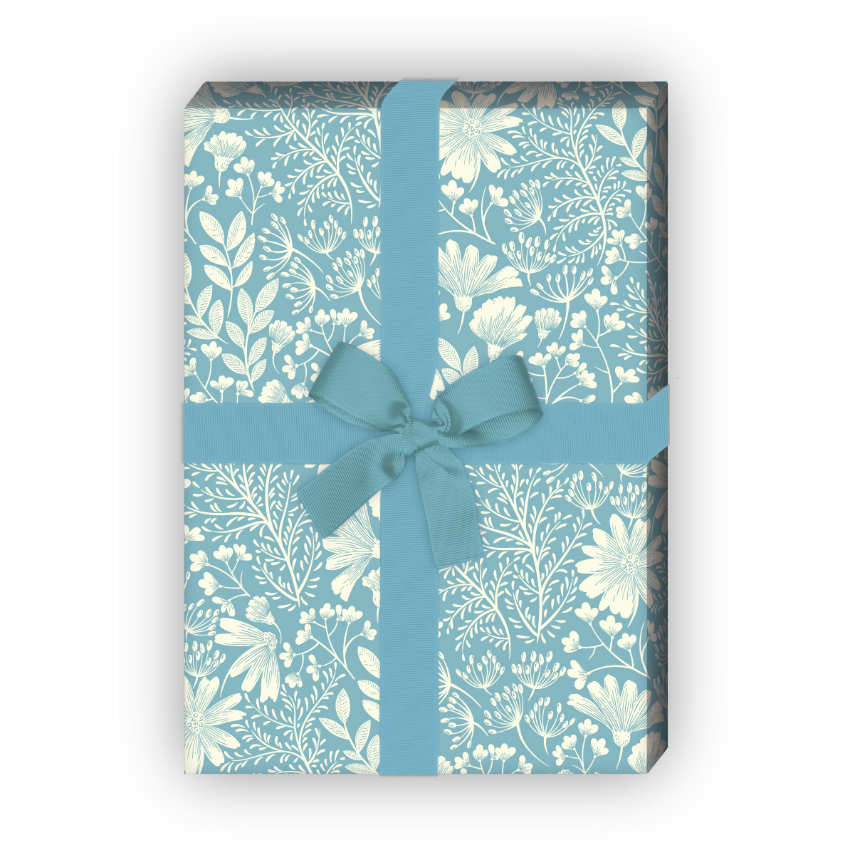 Kartenkaufrausch: Zartes Blumen Geschenkpapier mit aus unserer florale Papeterie in hellblau
