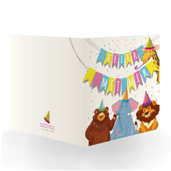 Kartenkaufrausch Quadrat Karten in multicolor: Fröhliche Einladungskarte zum Kinder Geburtstag