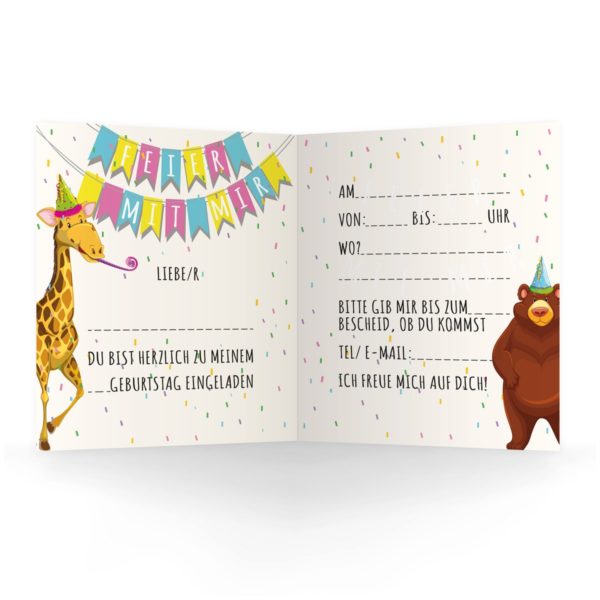 Für Familie, Freunde und Firma: Fröhliche Einladungskarte zum Kinder Geburtstag in multicolor aus unserer Einladung Papeterie