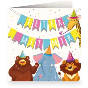 Kartenkaufrausch: Fröhliche Einladungskarte zum Kinder Geburtstag aus unserer Einladung Papeterie in multicolor