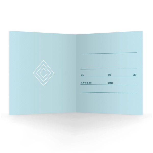 Für Familie, Freunde und Firma: Einladungskarte mit Wunschtext in petrol blau aus unserer Einladung Papeterie
